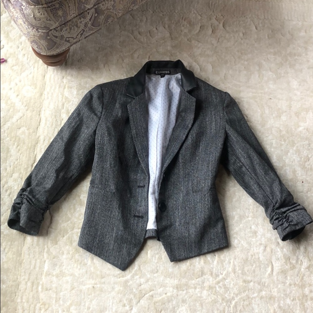 Express blazer with leather collar